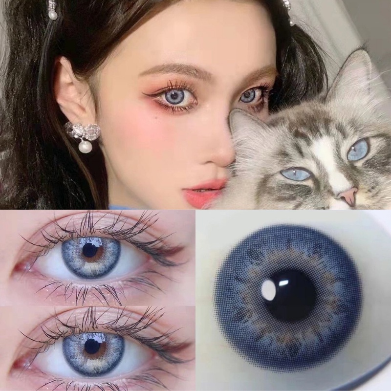 Kính áp tròng UYAAI màu xám/ nâu cho mắt -0.75-8.00 độ 14.0mm