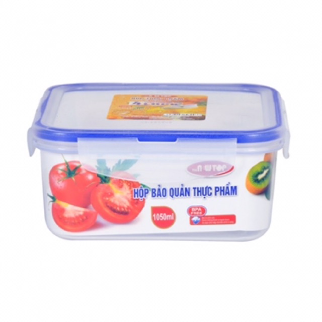 Bộ 2 Hộp Đựng Thực Phẩm 4 Khoá Song Long 2242 ( 1050ml &amp; 600ml)