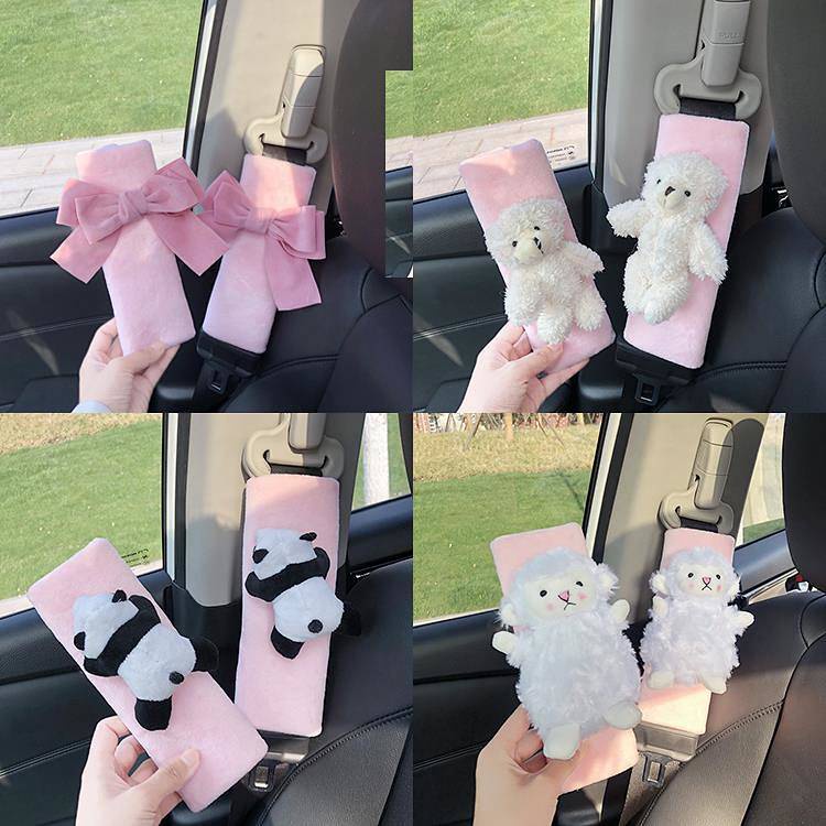 Vỏ bọc trang trí dây đai an toàn chất liệu lông nhung kiểu hoạt hình dễ thương thời trang cho xe hơi Fx3t