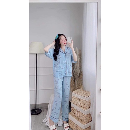 Bộ ngủ pizama tay cộc kate lụa loại 1 yêu luôn