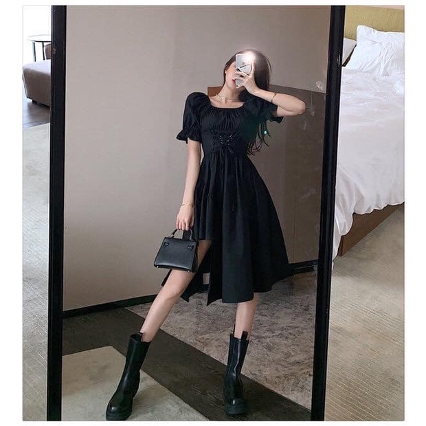 Váy đan dây lệch tầng - Váy đầm nữ cộc tay thiết kế hàn quốc freesize dáng lệch tầng lạ mắt cực xinh C332 | BigBuy360 - bigbuy360.vn