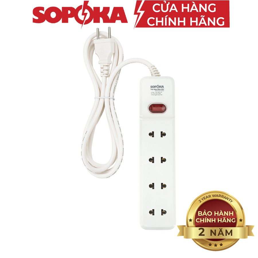 Ổ cắm điện liền dây chịu tải 1200W 2200W SOPOKA 4H1 4H2 dây 2,5M-4,5M Chính hãng