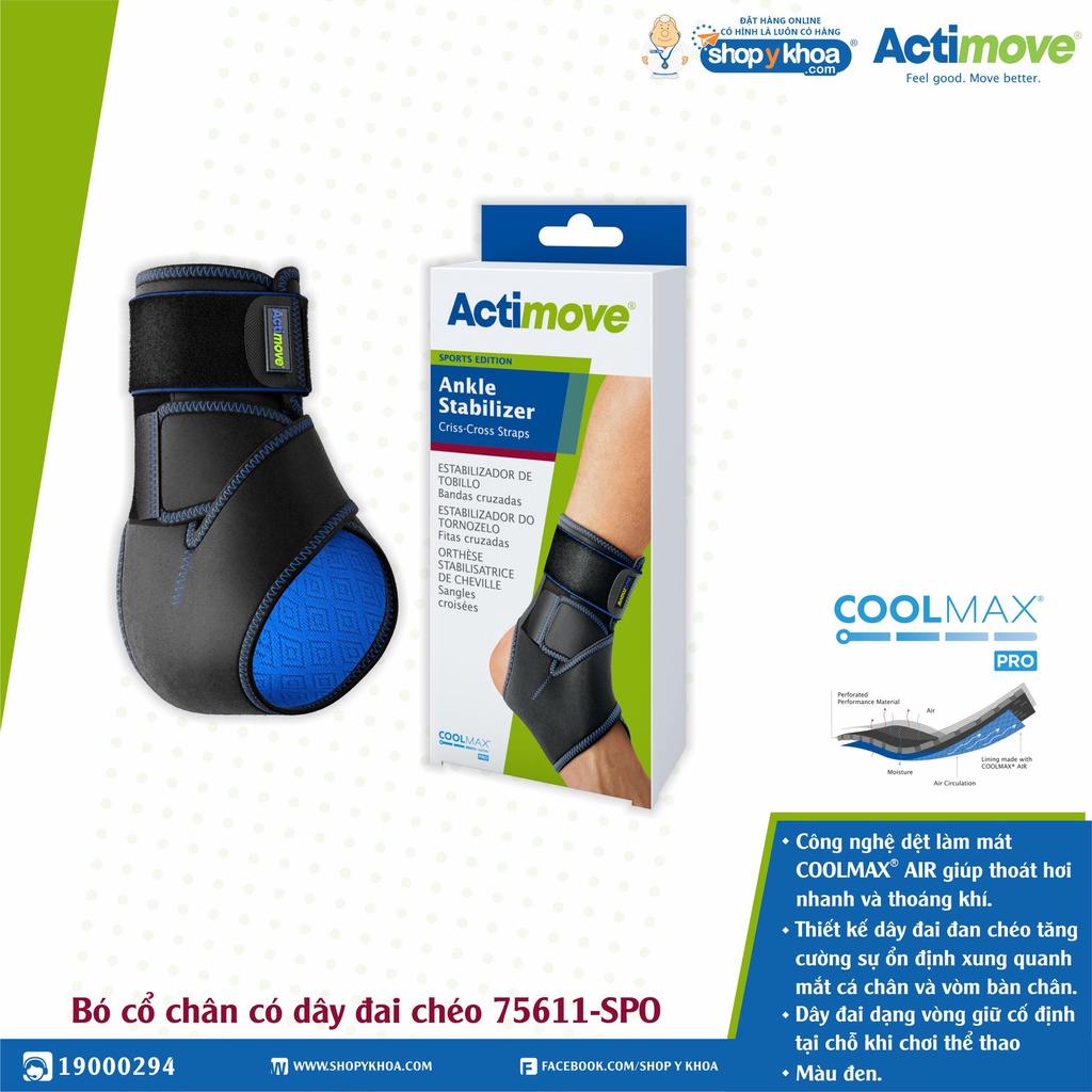[CÓ QUÀ TẶNG] Bó cổ chân có dây đai chéo 75611-SPO Actimove Ankle Stabilizer