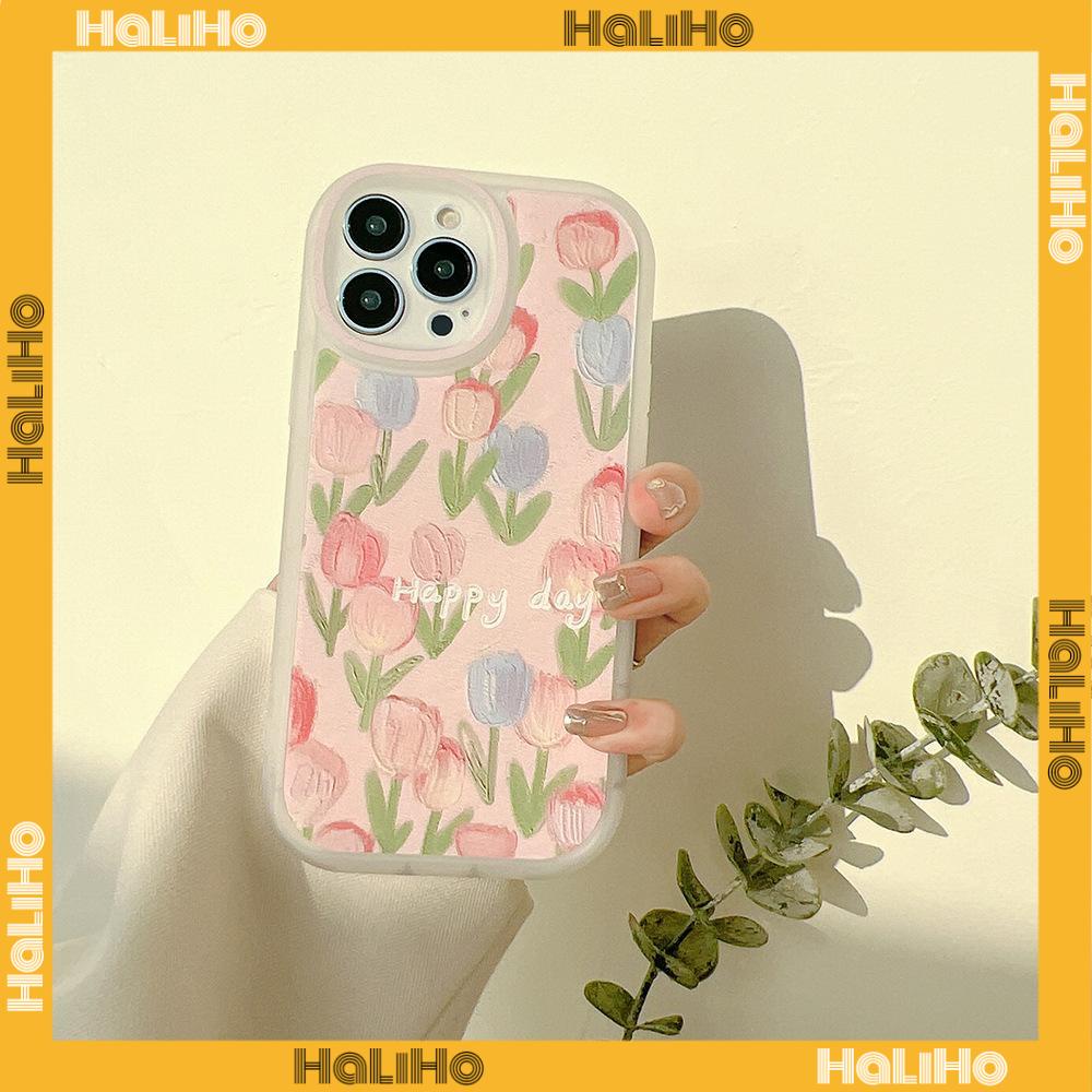 iPhone Case Silicone Soft Case Clear Case TPU Airbag Shockproof Full Coverage Protection Camera Pink Tulip Flower For iPhone 13 Pro Max iPhone 12 Pro Max iPhone 11 iPhone 7 Plus