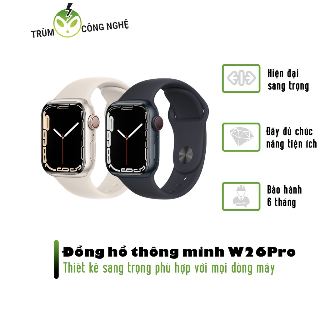 Đồng Hồ W26 Series7 Thế Hệ Mới Nghe Gọi Nhắn Tin Như 1 Chiếc Điện Thoại, Chống Nước Thay Được Hình Nền, Kết Nối Blue