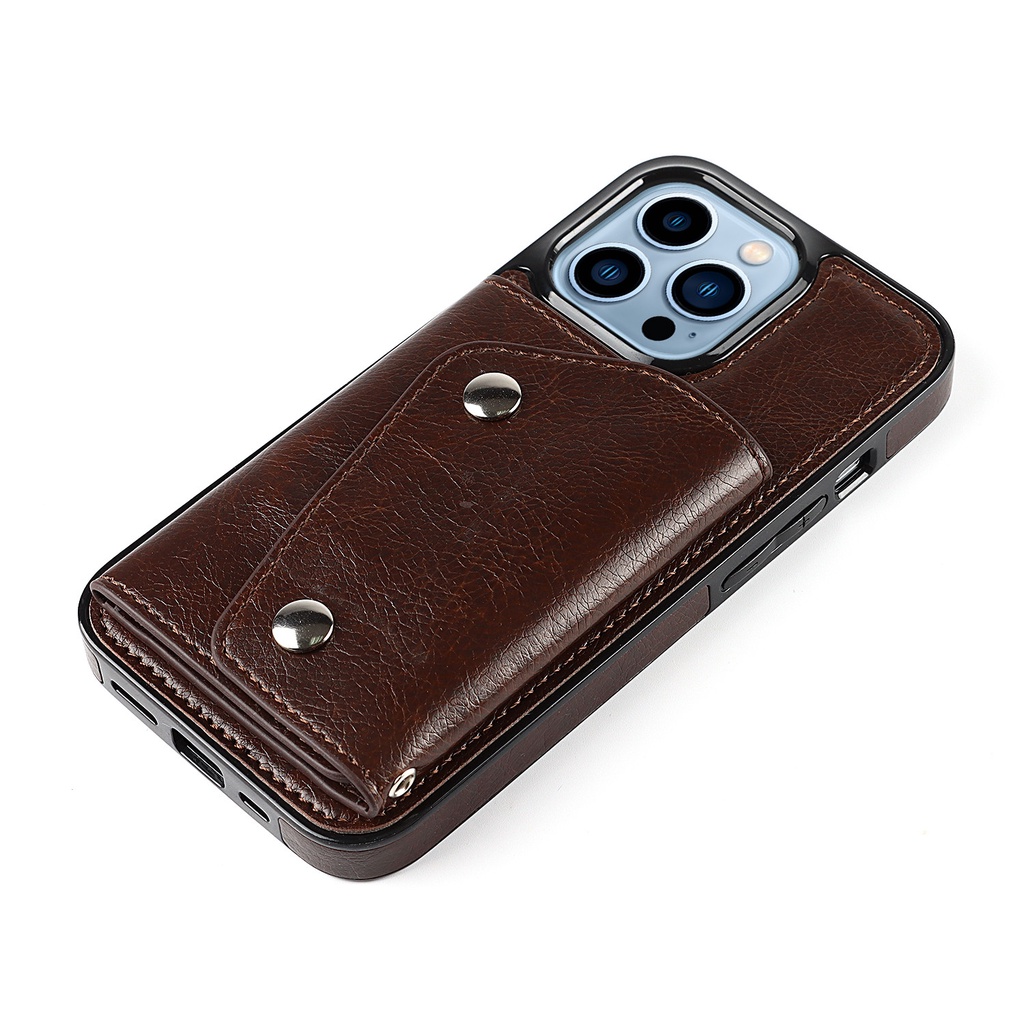 Bao Da Điện Thoại Nắp Lật Kèm Ngăn Đựng Thẻ Và Dây Đeo Cho IPhone 13 12 Mini 14 11 X XR XS Pro Max 7 8 Plus