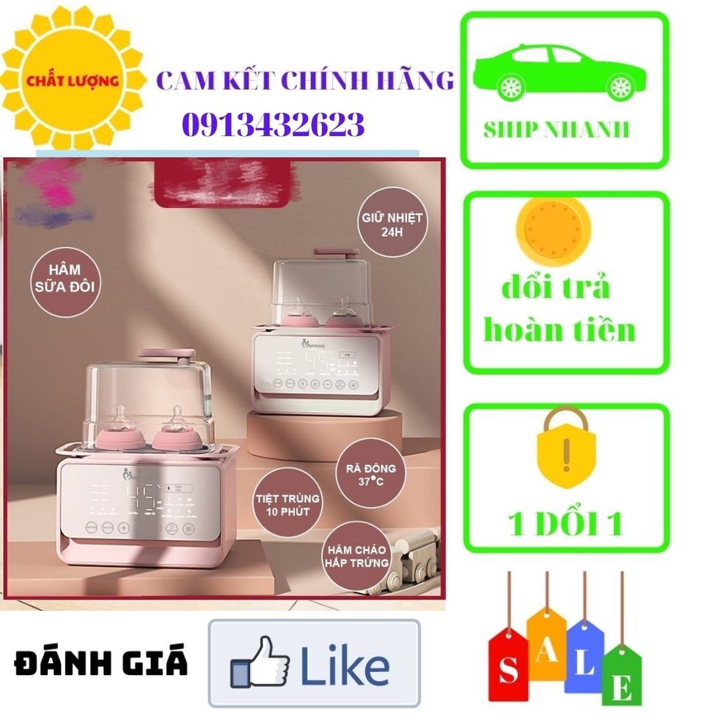 máy hâm sữa đôi, máy rã đông thức ăn và tiệt trùng bình sữa mamicare cho bé.