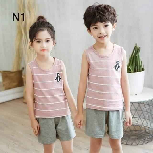 Bộ bé trai bé gái sát lách cotton (sale)