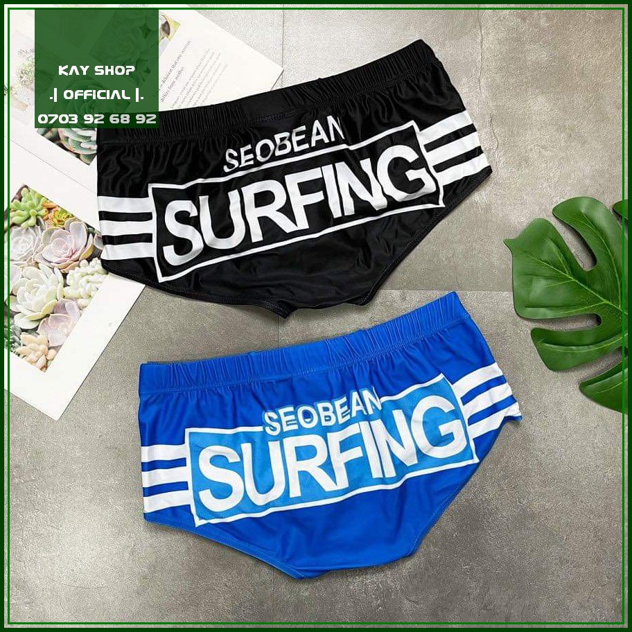 [ĐỘC ĐÁO] Quần bơi nam kiểu boxer Seobean cao cấp tôn mông to căng tròn sexy - Bikini nam surfing đi bơi đi biển