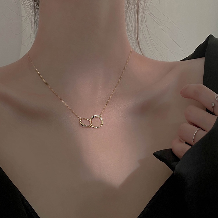 Vòng Cổ Sợi Xích Mặt Tròn Đan Xen Đơn Giản Thời Trang