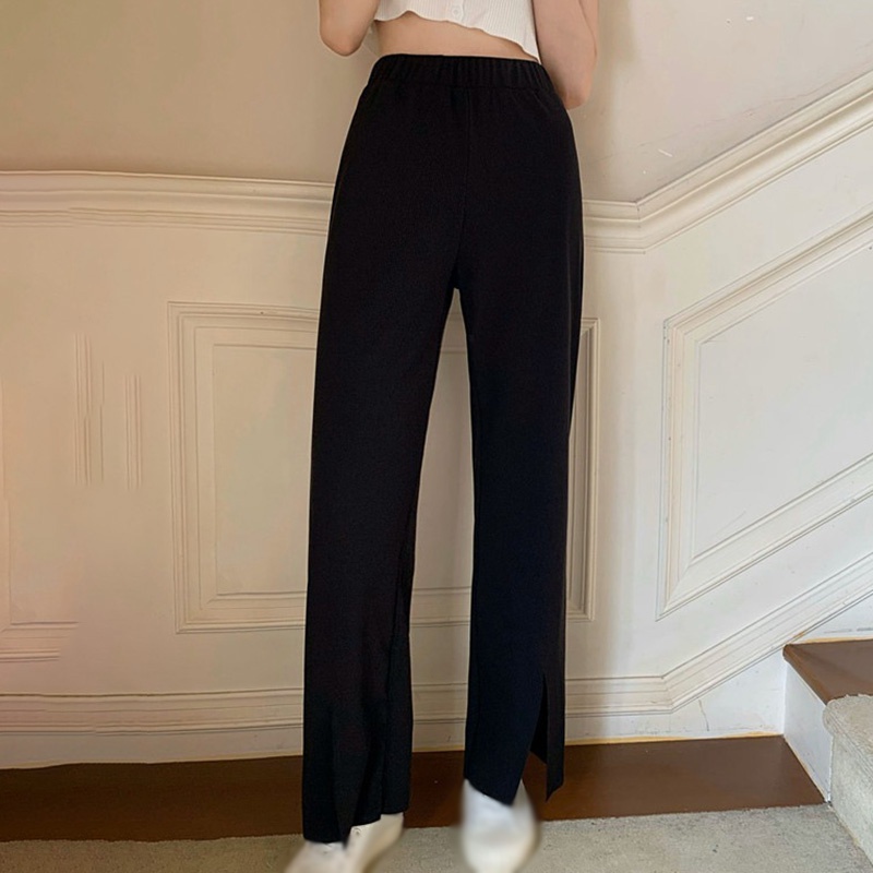 Quần Ống Rộng Quần Jogger Xẻ Tà Lưng Cao Màu Sắc Đơn Giản Thời Trang Cho Nữ