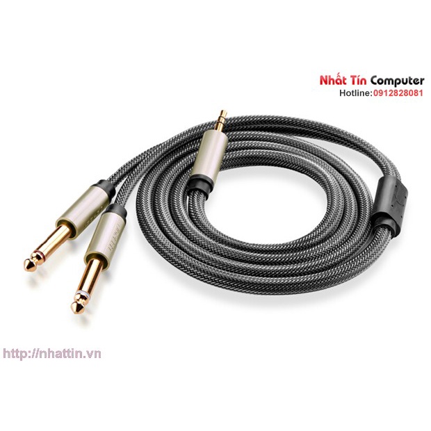 Cáp Audio 3.5mm to 2 đầu 6.5mm dài 5m chính hãng Ugreen UG-10619 mạ vàng cao cấp