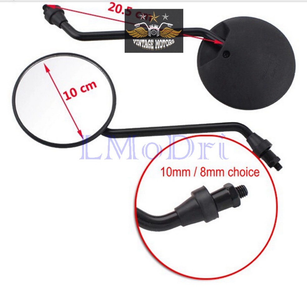 Gương tròn xe máy mặt kính vỏ nhựa gắn lỗ chân gương cho xe máy độ cafe racer tracker win