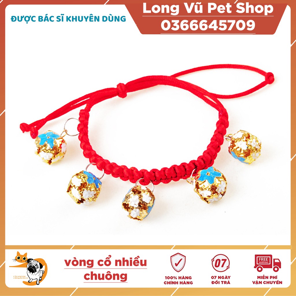 Vòng cổ nhiều chuông cực đẹp Long Vũ Pet Shop