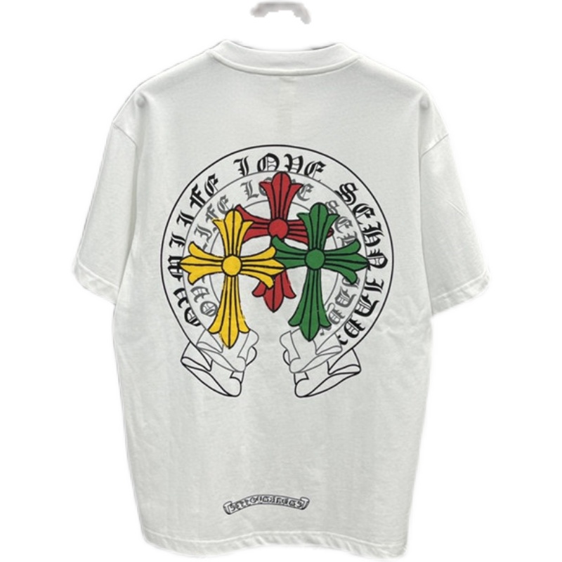 Áo Thun Tay Ngắn Dáng Rộng In Chữ Chrome Hearts Màu Sắc Thời Trang Thường Ngày Cho Nam Và Nữ