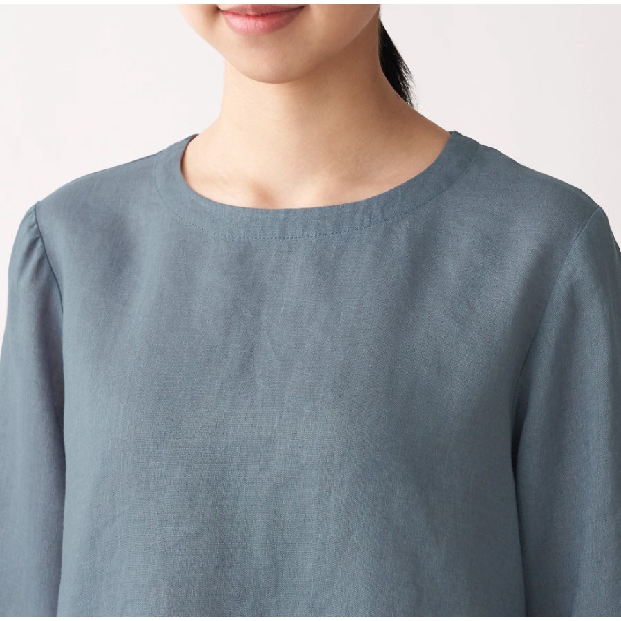Muji Áo Kiểu Linen Hữu Cơ Washed
