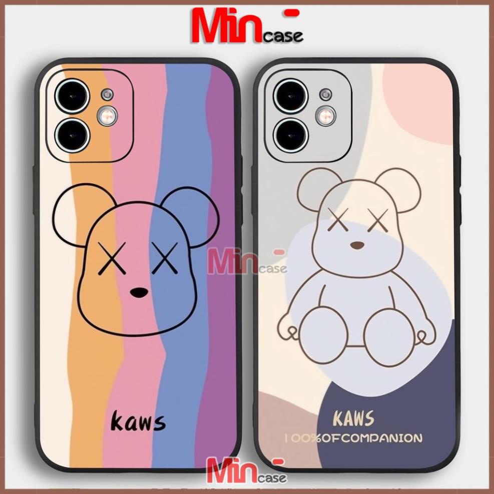 Ốp lưng iPhone Gấu Kaws cạnh viền vuông silicon dẻo cho iphone 6/6s/7/8/X/XS/XR/11/12/13 Pro Plus Max cute dễ thương