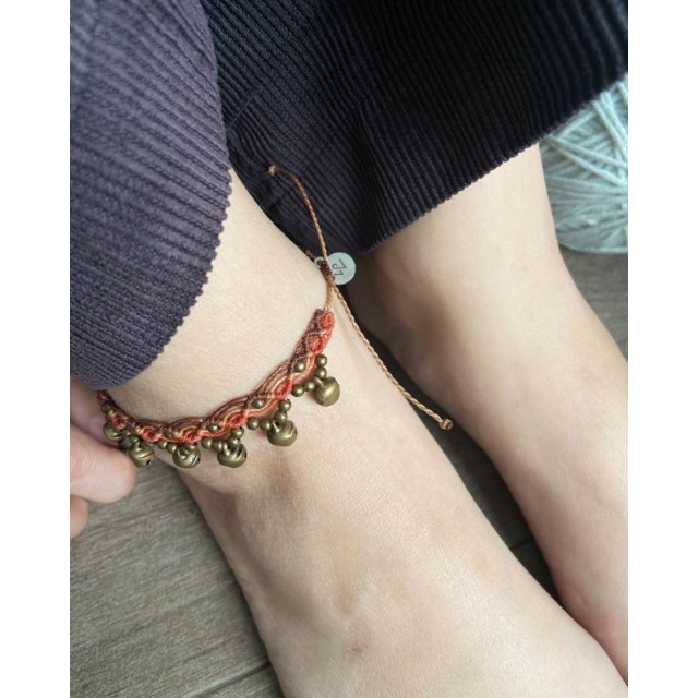 Vòng chân Macrame with bells tone Đất