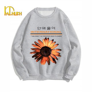 Áo sweater nam nữ in hoa chất liệu vải nỉ bông mềm mịn size từ 40-70kg