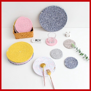 Miếng lót cốc, lót ly thấm nước bằng vải bện xinh xắn