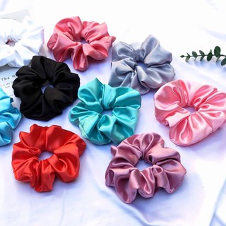 Dây buộc tóc scrunchies vải lụa bóng