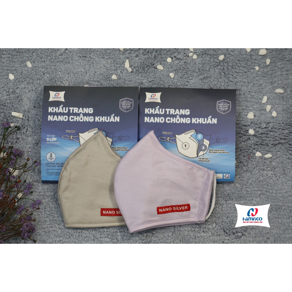 2 Chiếc khẩu trang (được chọn màu) 3 lớp vải kháng khuẩn Nano Bạc Hanvico | BigBuy360 - bigbuy360.vn