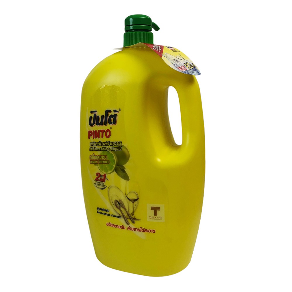 Nước rửa chén đậm đặc hương chanh PINTO Thái Lan 1800ml - can - 2in1 hoạt chất dưỡng da tay