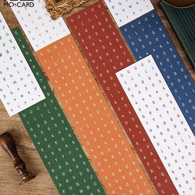 Set 2 sticker chữ số phong cách máy đánh chữ cổ điển, hình dán chữ sô vintage trang trí sổ tay DIY
