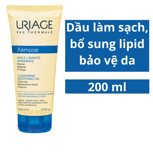 (Chính hãng) Dầu làm sạch cho da khô, rất khô, ngứa, viêm cơ địa, chàm Uriage XEMOSE HUILE LAVANTE T 200ml