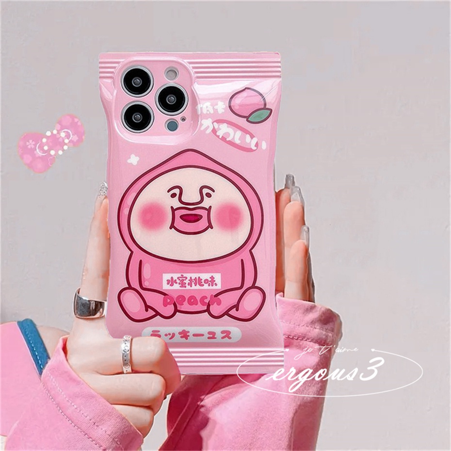 Ốp Điện Thoại Mềm Họa Tiết Quả Đào Kobito Dễ Thương Cho iPhone 14 13 12 11 Pro Max SE2020 X XR Xs Max 7 8 Plus