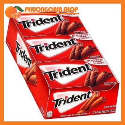 1 hộp kẹo cao su Trident vị quế nhập khẩu Mỹ 12 thanh