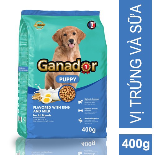 [Bịch 400g] Thức ăn cho chó con Ganador vị Trứng và Sữa - Egg and Milk 400 gram