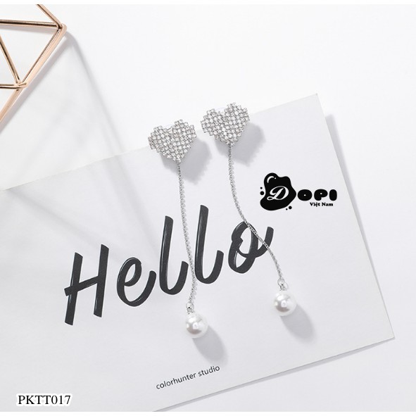 Bông tai tráng bạc form dài nữ tính