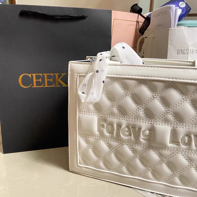 Túi Xách Nữ CEEKAY Dạng Hộp Có Quai Cầm Kèm Khăn Lụa Không Full Box