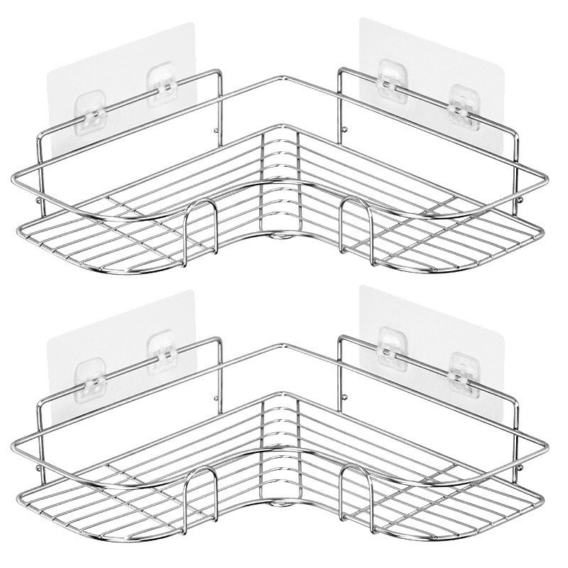 Kệ Góc Để Đồ Nhà Tắm, Nhà Bếp Đa Năng Inox 304, Thép Không Gỉ, Tặng Kèm Miếng Dính Siêu