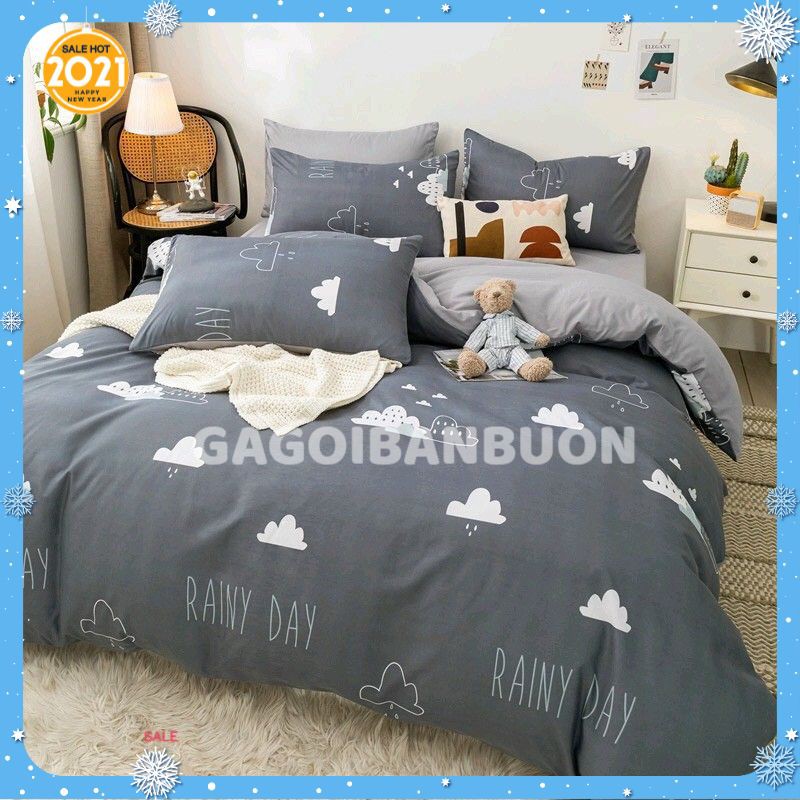 Bộ Chăn Ga Cotton POLY MẪU MÂY TRẮNGchăn, ga, cotton, ga nệm, chăn ga, cotton poly, chăn nệm, chăn ga gối, bedding️