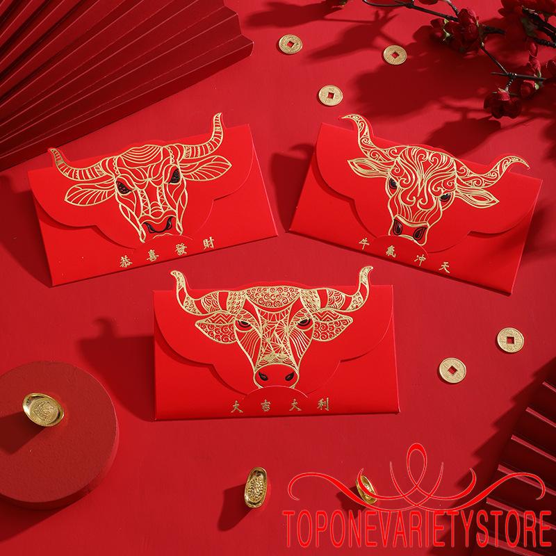 Set 3 Bao Lì Xì Đỏ May Mắn Họa Tiết Dễ Thương