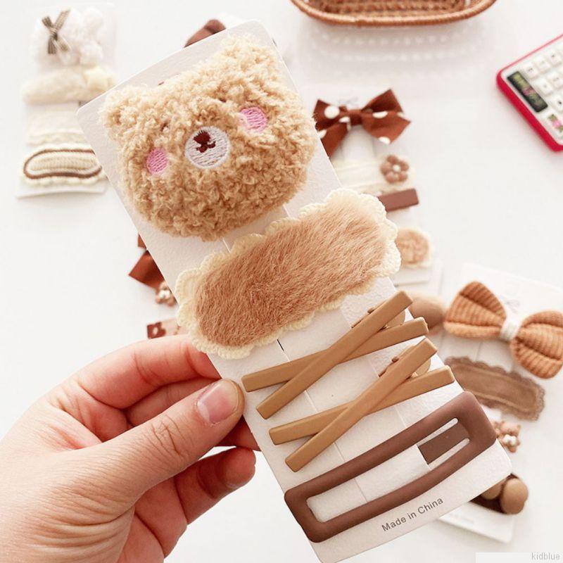 Set 4 kẹp tóc đính nơ màu trà sữa xinh xắn cho nữ