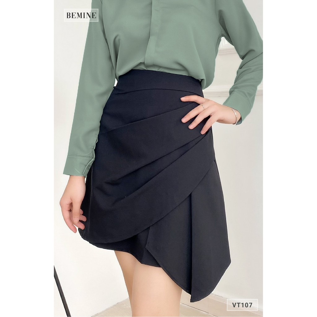 Chân váy xếp li chéo tà BEMINE VT107DEN | BigBuy360 - bigbuy360.vn