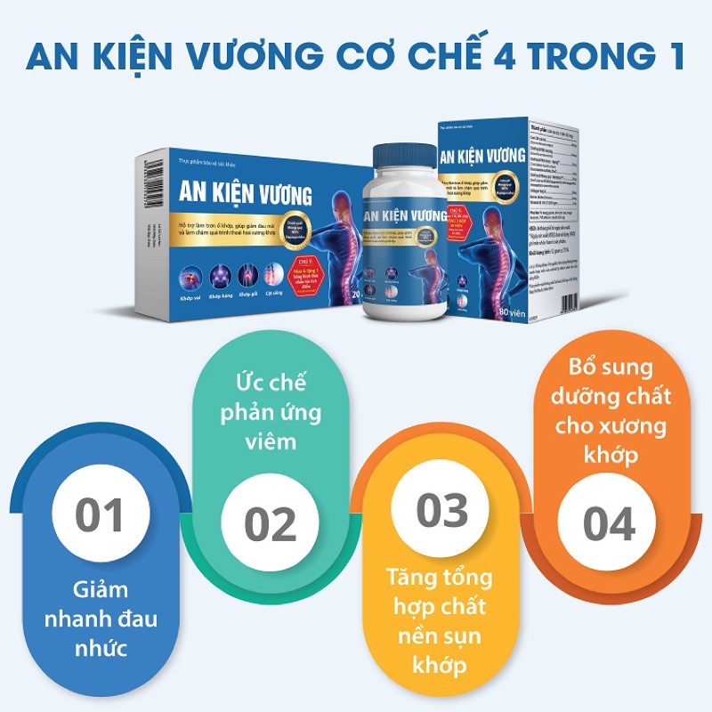 An vương kiện - hỗ trợ làm trơn ổ khớp, giúp giảm đau mỏi, làm chậm quá trình thoái hoá xương khớp