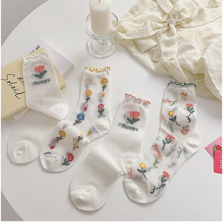 Hàng Mới Về Mới Đôi Tất Ren Lưới Thoáng Khí Phong Cách Nhật Bản Cho Nữ