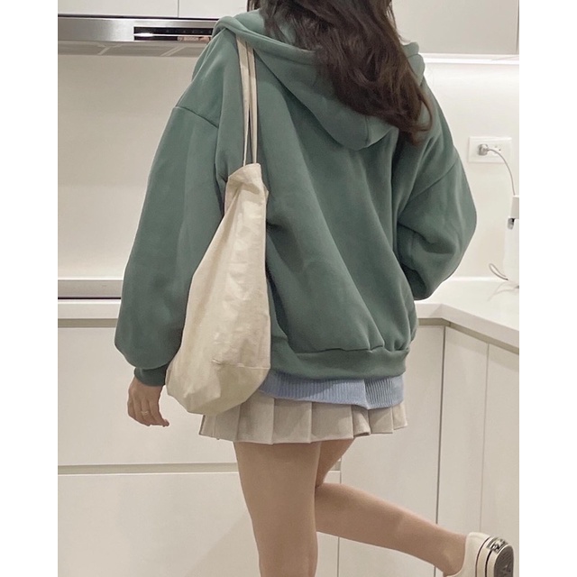 [Ảnh thật cuối] Áo khoác nỉ Hoodie có mũ tay bồng form rộng gam màu Pastel phong cách Hàn Quốc | BigBuy360 - bigbuy360.vn