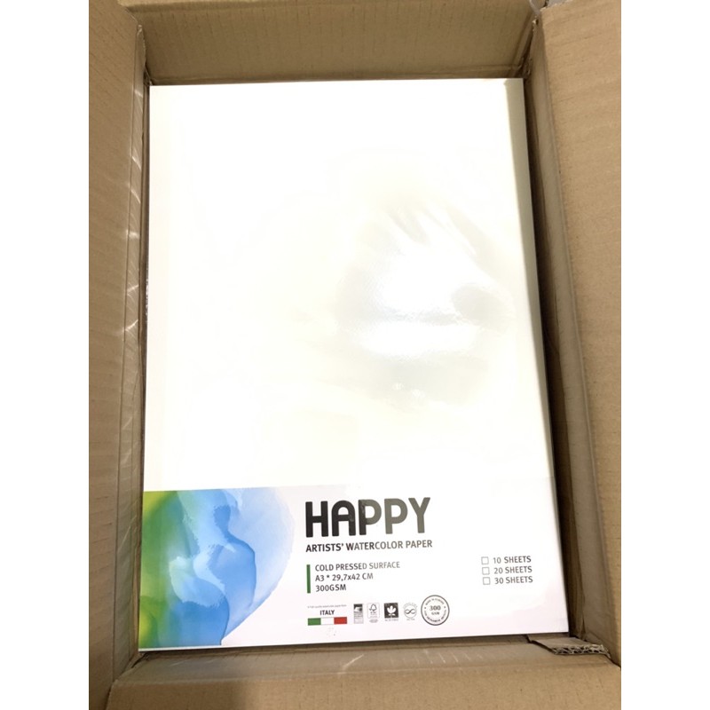 Giấy vẽ Happy vẽ màu nước hạng hoạ sĩ A3- tập 10 tờ