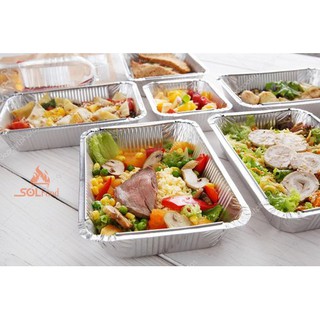Hộp giấy bạc (Khay nhôm có nắp) Đựng thực phẩm dùng 1 lần Có chứng nhận ATTP