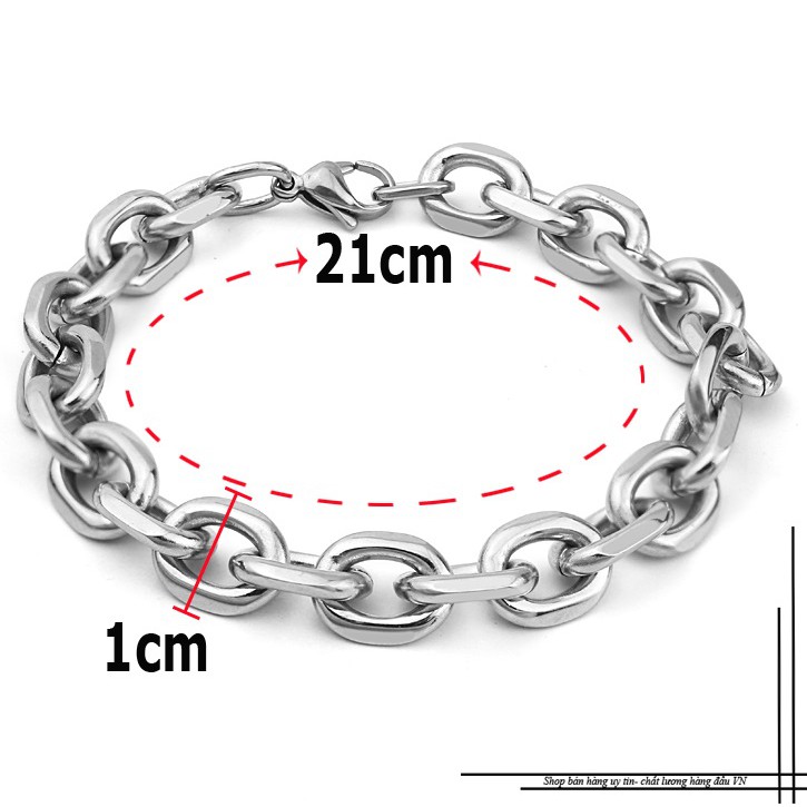 Lắc tay inox nam xích cong size 10mm không đen không gỉ