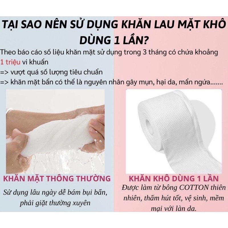 Khăn Lau Mặt Khô Tẩy Trang Đa Năng Dùng 1 Lần