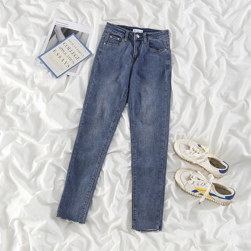 NUZIRO  Quần jeans dài  lưng cao thời trang dành cho nữ