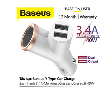 Tẩu sạc xe hơi Baseus Y-Type sạc nhanh 3.4A trang bị 2 cổng Usb cho tốc độ sạc nhanh hơn 30 thumbnail