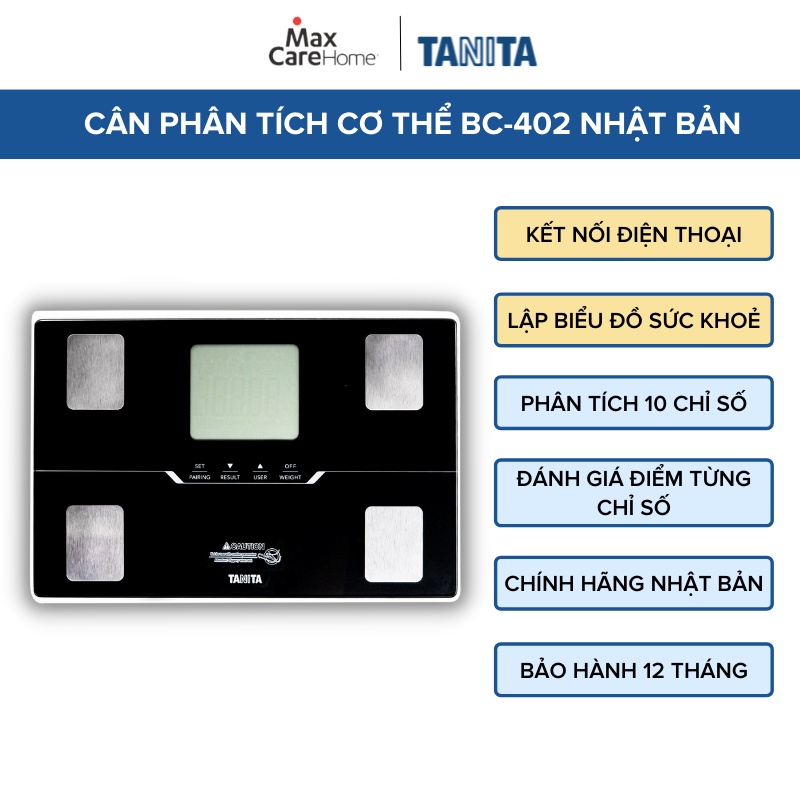 Cân điện tử kết nối điện thoại thông minh, cân phân tích 10 chỉ số cơ thể Tanita BC402 Nhật Bản chính hãng