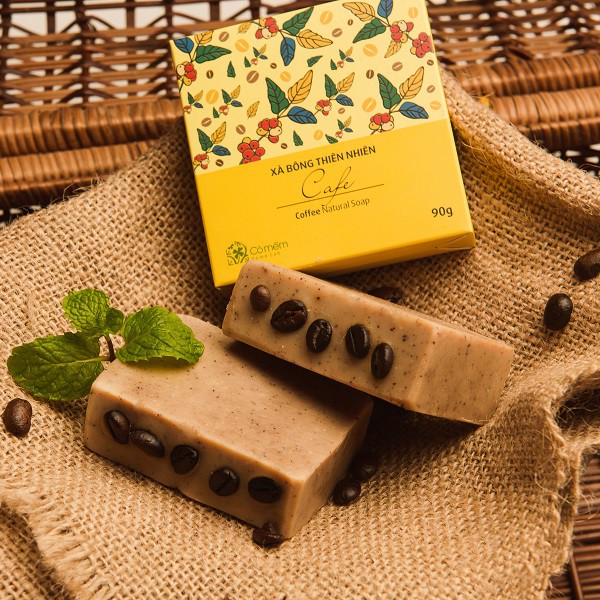 Xà Bông Tắm Và Rửa Mặt Thiên Nhiên An Toàn Cafe Hương Bạc Hà Mát Lịm Cỏ Mềm 90g (Tặng túi lưới) | BigBuy360 - bigbuy360.vn